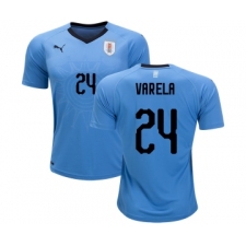 Uruguay #24 Varela Home Soccer Country Jersey