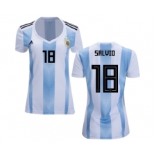 Women's Argentina #18 Salvio Home Soccer Country Jersey