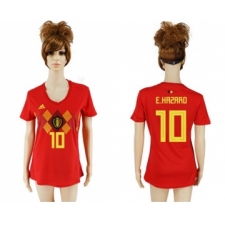 Women's Belgium #10 E.Hazard Red Home Soccer Country Jersey