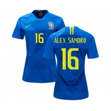 Women's Brazil #16 Alex Sandro Away Soccer Country Jersey