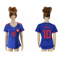 Women's Colombia #10 James Away Soccer Country Jersey