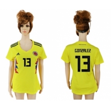 Women's Colombia #13 Gonzalez Home Soccer Country Jersey