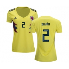 Women's Colombia #2 Duvan Home Soccer Country Jersey