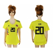 Women's Colombia #20 GIO Home Soccer Country Jersey