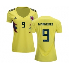 Women's Colombia #9 R.Martinez Home Soccer Country Jersey