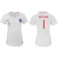 Women's England #1 Butland Home Soccer Country Jersey