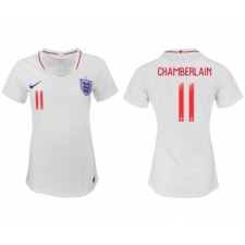 Women's England #11 Chamberlain Home Soccer Country Jersey