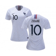 Women's France #10 Zidane Away Soccer Country Jersey