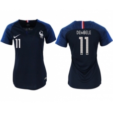 Women's France #11 Dembele Home Soccer Country Jersey