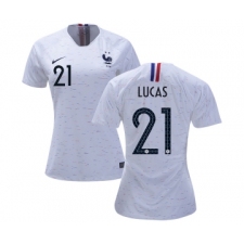 Women's France #21 Lucas Away Soccer Country Jersey