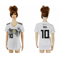 Women's Germany #10 Ozil White Home Soccer Country Jersey