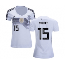 Women's Germany #15 Younes White Home Soccer Country Jersey