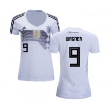 Women's Germany #9 Wagner White Home Soccer Country Jersey