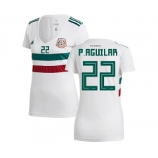 Women's Mexico #22 P. Aguilar Away Soccer Country Jersey