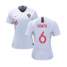 Women's Portugal #6 Fonte Away Soccer Country Jersey