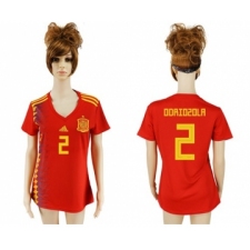 Women's Spain #2 Odriozola Red Home Soccer Country Jersey
