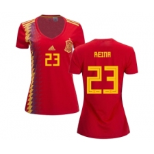 Women's Spain #23 Reina Red Home Soccer Country Jersey