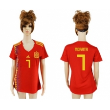 Women's Spain #7 Morata Red Home Soccer Country Jersey