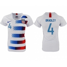Women's USA #4 Bradley Home Soccer Country Jersey
