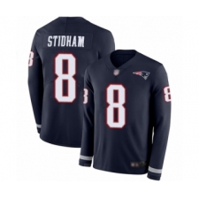 Men's New England Patriots #8 Jarrett Stidham Limited Navy Blue Therma Long Sleeve Football Jersey