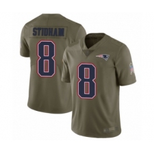Youth New England Patriots #8 Jarrett Stidham Limited Olive 2017 Salute to Service Football Jersey