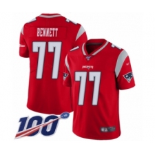 Men's New England Patriots #77 Michael Bennett Limited Red Inverted Legend 100th Season Football Jersey