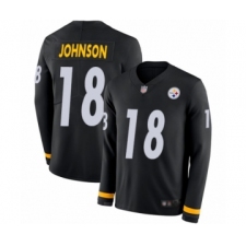 Men's Pittsburgh Steelers #18 Diontae Johnson Limited Black Therma Long Sleeve Football Jersey