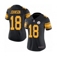 Women's Pittsburgh Steelers #18 Diontae Johnson Limited Black Rush Vapor Untouchable Football Jersey