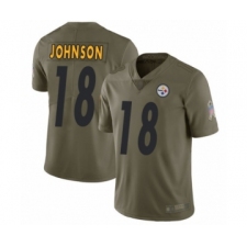 Youth Pittsburgh Steelers #18 Diontae Johnson Limited Olive 2017 Salute to Service Football Jersey