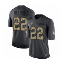Men's Pittsburgh Steelers #22 Steven Nelson Limited Black 2016 Salute to Service Football Jersey