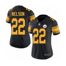 Women's Pittsburgh Steelers #22 Steven Nelson Limited Black Rush Vapor Untouchable Football Jersey