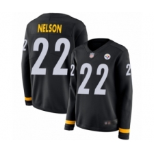 Women's Pittsburgh Steelers #22 Steven Nelson Limited Black Therma Long Sleeve Football Jersey