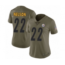 Women's Pittsburgh Steelers #22 Steven Nelson Limited Olive 2017 Salute to Service Football Jersey