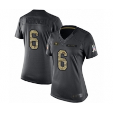 Women's San Francisco 49ers #6 Mitch Wishnowsky Limited Black 2016 Salute to Service Football Jersey