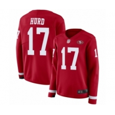 Women's San Francisco 49ers #17 Jalen Hurd Limited Red Therma Long Sleeve Football Jersey