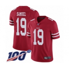 Men's San Francisco 49ers #19 Deebo Samuel Red Team Color Vapor Untouchable Limited Player 100th Season Football Jersey