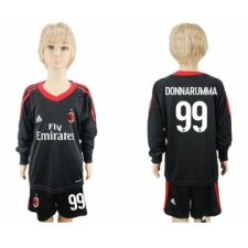 AC Milan #99 Donnarumma Black Goalkeeper Long Sleeves Kid Soccer Club Jersey