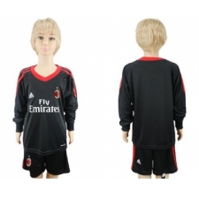 AC Milan Blank Black Goalkeeper Long Sleeves Kid Soccer Club Jersey