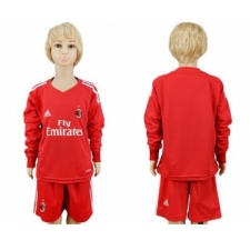 AC Milan Blank Red Goalkeeper Long Sleeves Kid Soccer Club Jersey