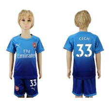 Arsenal #33 Cech Away Kid Soccer Club Jersey