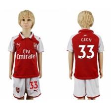 Arsenal #33 Cech Home Kid Soccer Club Jersey