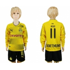 Dortmund #11 Reus Home Long Sleeves Kid Soccer Club Jersey