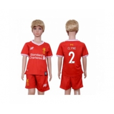 Liverpool #2 Clyne Red Home Kid Soccer Club Jersey