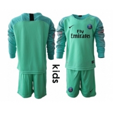 Paris Saint Germain Blank Green Goalkeeper Long Sleeves Kid Soccer Club Jersey