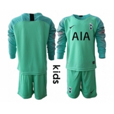 Tottenham Hotspur Blank Green Goalkeeper Long Sleeves Kid Soccer Club Jersey