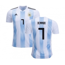 Argentina #7 Icardi Home Kid Soccer Country Jersey