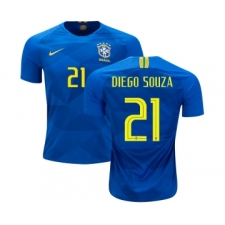 Brazil #21 Diego Souza Away Kid Soccer Country Jersey
