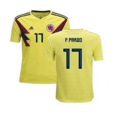 Colombia #17 F.Pardo Home Kid Soccer Country Jersey