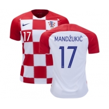 Croatia #17 Mandzukic Home Kid Soccer Country Jersey