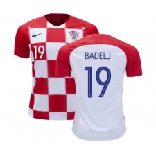 Croatia #19 Badelj Home Kid Soccer Country Jersey